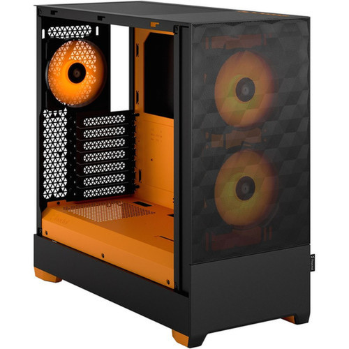 Fractal Design Pop Air RGB Computer Case - Tower - Orange Black - Steel Tempered Glass - 9 x Bay - 3 x 472 120 mm x Fans - 0 - FD-C-POR1A-05
