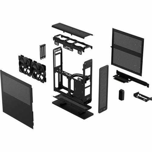 Fractal Design Ridge Computer Case - Small - Black - Steel Aluminum - 2 x 551 140 mm x Fans Installed - Mini ITX Motherboard - FD-C-RID1N-11