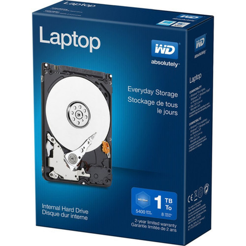 WD Laptop Mainstream Internal Hard Drive 25 Inch - SATA - 5400 rpm - 8 MB Buffer - Retail - 1TB WDBMYH0010BNC-NRSN