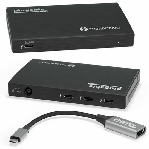 Plugable 4-Port Thunderbolt 4 Hub - USB Type C Thunderbolt 4 - External - 4 Thunderbolt Ports - PC Mac TBT4-HUB3C