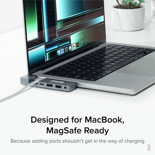 Plugable 5-in-1 USB C Hub Multiport Adapter for MacBook Pro 1416 Inch and Macbook Air M2 designed for Magsafe - Supports Magsafe 2x AMS-5IN1E