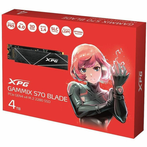 XPG GAMMIX S70 BLADE AGAMMIXS70B-4T-CS 4 TB Solid State Drive - M2 2280 Internal - PCI Express NVMe PCI Express NVMe 40 x4 - Black AGAMMIXS70B-4T-CS