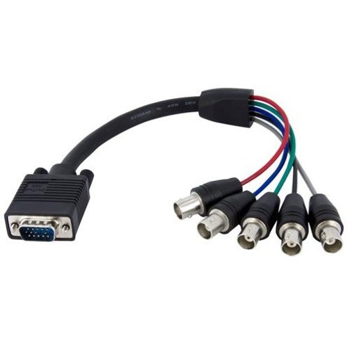 StarTech.com 1 ft Coax HD15 VGA to 5 BNC RGBHV Monitor Cable - HD-15 Male VGA - BNC Female Video - 1ft - Black (Fleet Network)