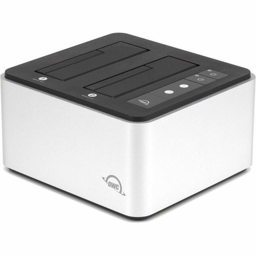 OWC Drive Dock SATA600 PCI Express NVMe - USB 32 Gen 2 Type C Host Interface Desktop - Silver Black - Hot Swappable Bays - 2 x - OWCTCDRVDCKSN