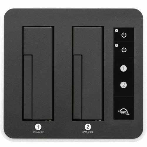 OWC Drive Dock SATA600 PCI Express NVMe - USB 32 Gen 2 Type C Host Interface Desktop - Silver Black - Hot Swappable Bays - 2 x - OWCTCDRVDCKSN
