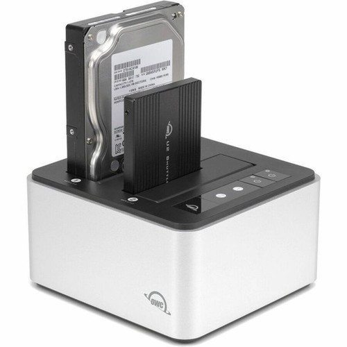 OWC Drive Dock SATA600 PCI Express NVMe - USB 32 Gen 2 Type C Host Interface Desktop - Silver Black - Hot Swappable Bays - 2 x - OWCTCDRVDCKSN
