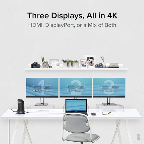 Plugable USB-C 4K Triple Display Docking Station with Charging Support for Specific USB-C and Thunderbolt 3 Windows and Mac Systems - UD-ULTC4K