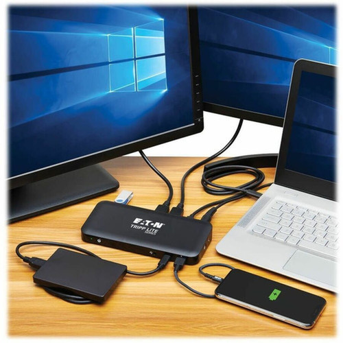 Tripp Lite by Eaton U442-DOCK8-B Docking Station - for MonitorNotebookSmartphoneKeyboardMouseHeadsetFlash Drive - 85 W - USB C - U442-DOCK8-B