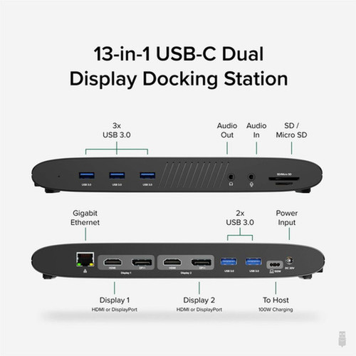 Plugable UD-6950PDH Docking Station - for NotebookTablet PCDesktop PCSmartphoneMonitor - Memory Card Reader - SD microSD - 100 W UD-6950PDH