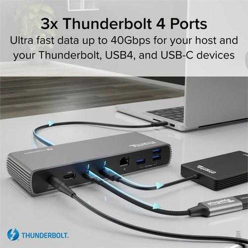 Plugable Thunderbolt 4 Dock with 100W Charging Thunderbolt Certified 3x Thunderbolt Ports - Laptop Docking Station Dual Monitor 8K TBT4-UDX1