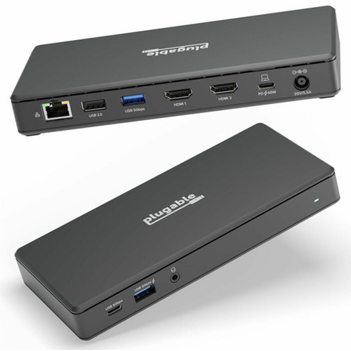Plugable USB C Docking Station Dual Monitor 2 HDMI Ports Power Delivery Dock Dual 4K Monitor for Windows ChromeOS - 1x USB-C 3x - UD-MSTH2