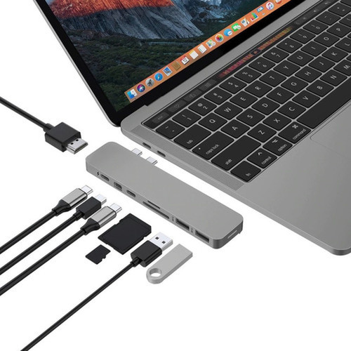 Hyper PRO 8-in-2 USB-C Hub - for NotebookDesktop PC - Memory Card Reader - microSD SD - 100 W - USB Type C - 4K 5K - 3840 x 2160 x GN28D-GRAY