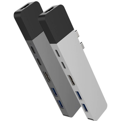 Hyper NET 6-in-2 USB-C Hub - for NotebookDesktop PC - 100 W - USB Type C - 4K 5K - 3840 x 2160 5120 x 2880 - 2 x USB Type-A Ports - GN28N-GRAY