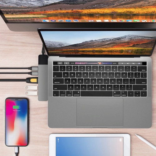 Hyper NET 6-in-2 USB-C Hub - for NotebookDesktop PC - 100 W - USB Type C - 4K 5K - 3840 x 2160 5120 x 2880 - 2 x USB Type-A Ports - GN28N-GRAY