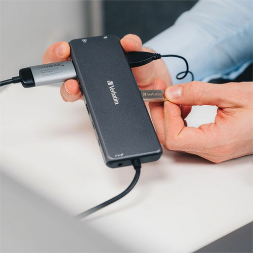 Verbatim USB-C Pro Multiport Hub CMH 13 - 13 Ports - for MonitorHeadphoneSpeaker - Charging Capability - Memory Card Reader - SD - 32153
