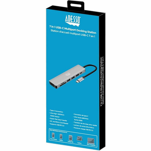 Adesso AUH-4025 Docking Station - for NotebookFlash DriveMemory Card ReaderMonitorTabletSmartphone - Charging Capability - Memory AUH-4025