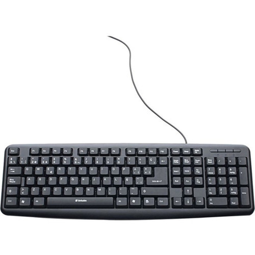 Verbatim Keyboard - Cable Connectivity - USB Interface - Spanish - QWERTY Layout - Desktop Computer - Mac PC - Black 98121