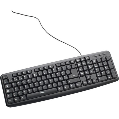 Verbatim Keyboard - Cable Connectivity - USB Interface - Spanish - QWERTY Layout - Desktop Computer - Mac PC - Black 98121