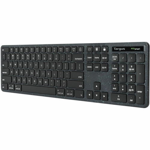 Targus Full-Size Wireless EcoSmart Keyboard - Wireless Connectivity - BluetoothRF - 240 GHz - 104 Key - Windows macOS iPadOS iOS AKB873US