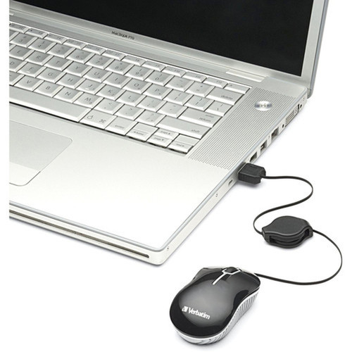Verbatim Mini Travel Optical Mouse Commuter Series - Black - Optical - Cable - Black - 1 Pack - USB - Scroll Wheel - 3 Buttons 98113