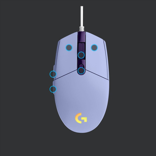 Logitech G203 Gaming Mouse - Cable - Lilac - USB - 8000 dpi - 6 Buttons 910-005851