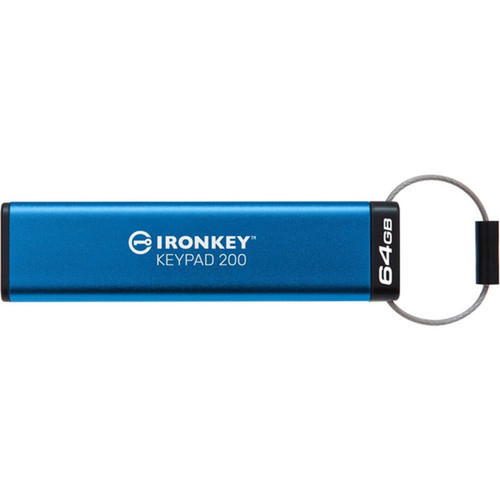 IronKey Keypad 200 64GB USB 32 Gen 1 Type A Flash Drive - 64 GB - USB 32 Gen 1 Type A - 145 MBs Read Speed - 115 MBs Write - - IKKP20064GB