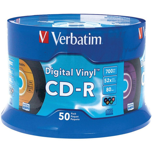 Verbatim CD-R 80min 52X with Digital Vinyl Surface - 50pk Spindle - 133 Hour Maximum Recording Time 94587