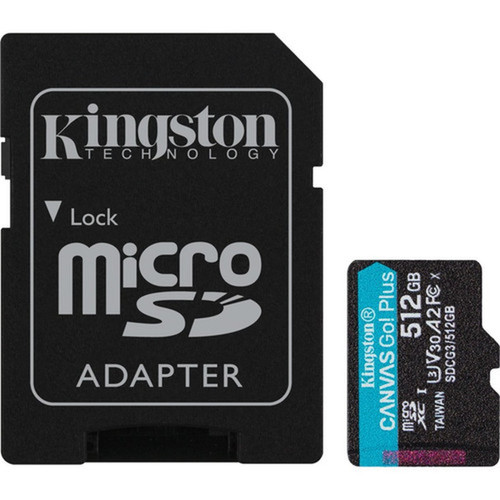 Kingston Canvas Go Plus SDCG3 512 GB Class 10UHS-I U3 microSDXC - 170 MBs Read - 90 MBs Write - Lifetime Warranty SDCG3512GB