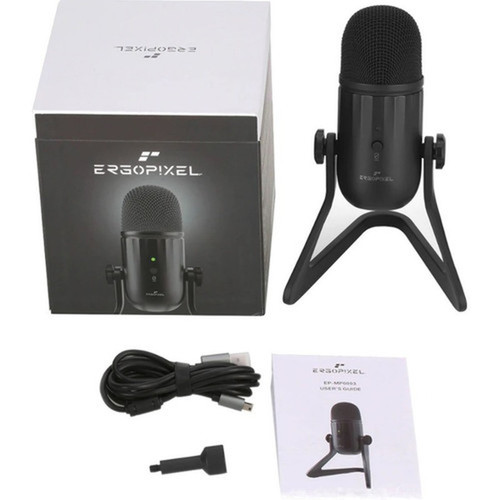Ergopixel Wired Microphone - Black - 40 Hz to 20 kHz -45 dB - Uni-directional - Desktop Tripod Mount - USB EP-MP0003