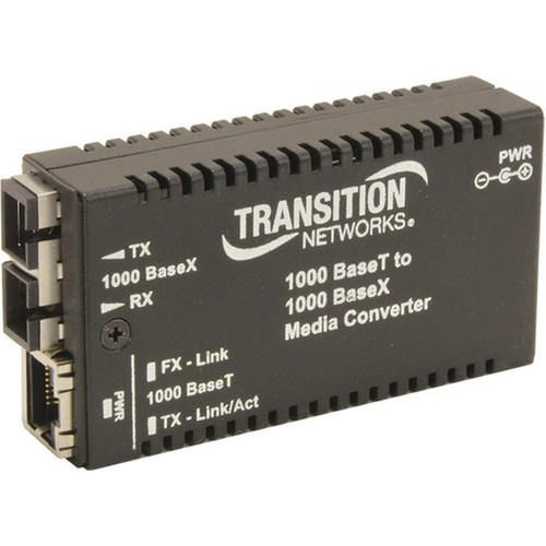 Transition Networks Mini Gigabit Ethernet Media Converter - 1 x Network RJ-45 - 1 x LC Ports - DuplexLC Port - Multi-mode - Gigabit MGE-T-SX-01LC-NA
