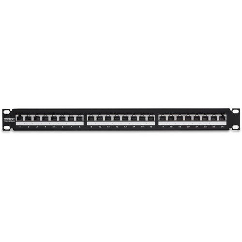 TRENDnet 24-Port Cat6A Shielded 1U Patch Panel 19 1U Rackmount Housing Compatible With Cat5e Cat6 And Cat6A Cabling Ethernet - TC-P24C6AS