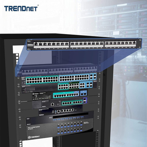 TRENDnet 24-Port Cat6A Shielded 1U Patch Panel 19 1U Rackmount Housing Compatible With Cat5e Cat6 And Cat6A Cabling Ethernet - TC-P24C6AS