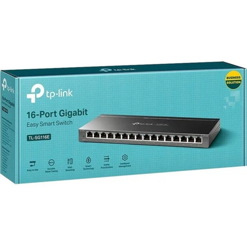TP-Link 16-Port Gigabit Unmanaged Pro Switch - 16 Ports - Gigabit Ethernet - 101001000Base-T - 2 Layer Supported - 919 W Power - - TL-SG116E