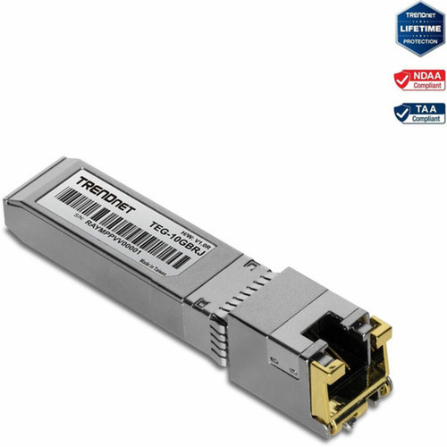 TRENDnet 10G RJ-45 Copper SFP Module - For Data Networking - 1 x RJ-45 10GBase-T Network LAN - Twisted Pair10 Gigabit Ethernet - - TEG-10GBRJ