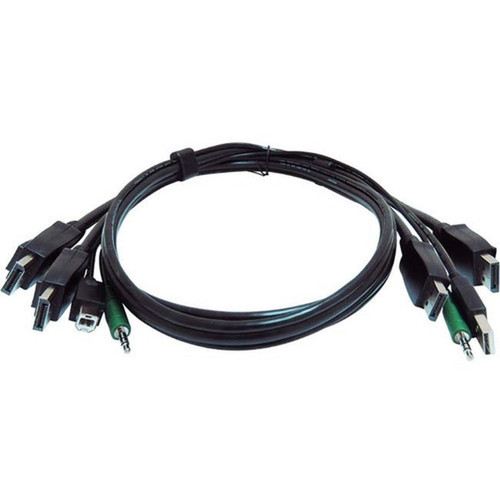 Black Box Secure KVM Cable - Each end 1 USB 1 or 2 DisplayPort 1 35mm Audio - 6 ft KVM Cable for KVM Switch PC - First 1 x SKVMCBL-2DP-06TAA