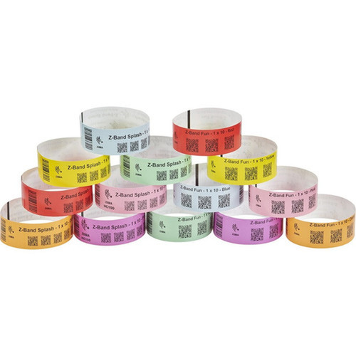 Zebra Z-Band Splash Thermal Label - 1 Width x 10 Length - Permanent Adhesive - Direct Thermal - Green - Polypropylene - 800  Roll - 10012719-4