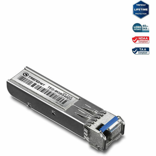 TRENDnet SFP to RJ45 Dual Wavelength Single-Mode LC Module TEG-MGBS40D3 Must Pair with TEG-MGBS40D5 or a Compatible Module Up to - TEG-MGBS40D3