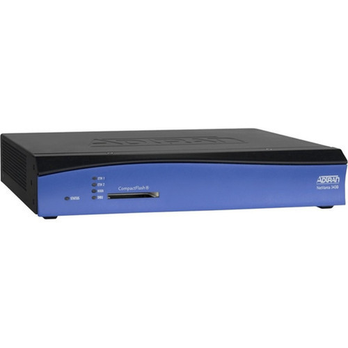 Adtran NetVanta 3430 with Dual T1 NIM - T-carrier - 2 Ports - 2 RJ-45 Ports - Management Port - 1 - 128 MB - Fast Ethernet - 1U - - 4202820L1