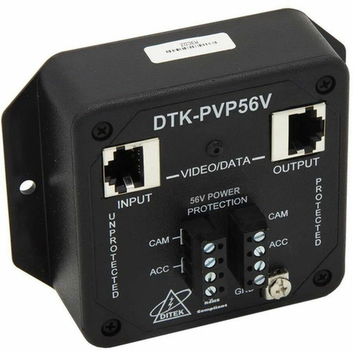 DITEK PoE Data and 56V Power Surge Protector - RJ-45 - 64 V DC 56 V DC Input - PoE VideoData Network Ethernet DTK-PVP56V