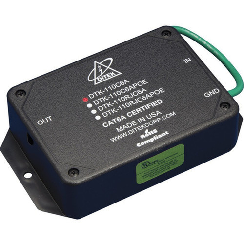 DITEK DTK-110C6A 1-Outlet Surge Protector Module - 1 x 110-punchdown - 12 V Input - VideoData Ethernet - TAA Compliant DTK-110C6A