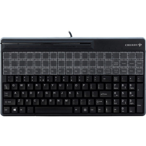 CHERRY SPOS QWERTY Keyboard - 135 Keys - QWERTY Layout - 54 Relegendable Keys - Magnetic Stripe Reader - USB - Black G86-61410EUADAA