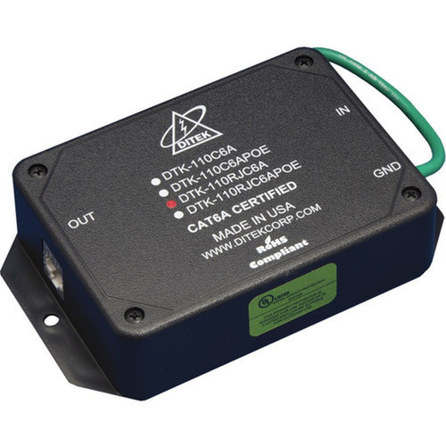 DITEK DTK-110RJC6A 1-Outlet Surge Protector Module - 1 x 110-punchdown 1 x RJ-45 - 12 V Input - VideoData Ethernet - TAA Compliant DTK-110RJC6A