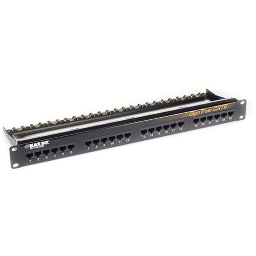Black Box GigaTrue CAT6 Patch Panel - 1U Unshielded 24-Port - 24 Ports - 24 x RJ-45 - 1U High - Rack-mountable - TAA Compliant JPM610A-R8