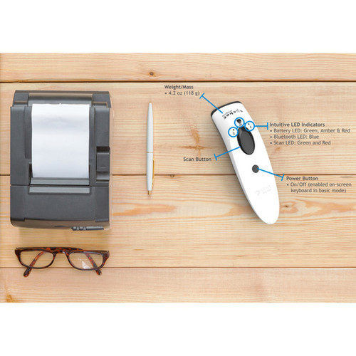 Socket Mobile S730 1D Laser Barcode Scanner - Wireless Connectivity - 1D - Laser - Bluetooth - White CX3407-1865
