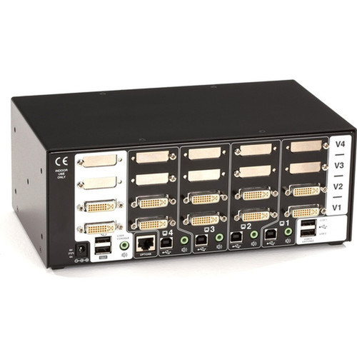 Black Box ServSwitch Wizard Dual-Link DVI with USB True Emulation - 4 Computers - 1 Local Users - 2560 x 1600 - 1 x Network - 8 x KV2204A