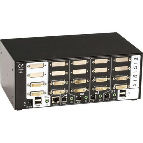 Black Box ServSwitch Wizard Dual-Link DVI with USB True Emulation - 4 Computers - 1 Local Users - 2560 x 1600 - 1 x Network - 8 x KV2204A