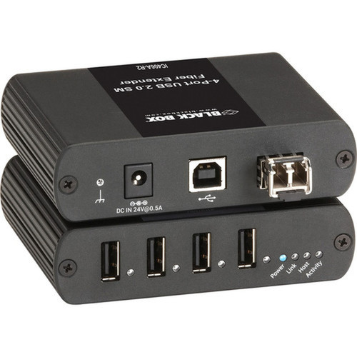Black Box USB Extender - Single-Mode Fiber 4-Port - 4 x USB - 3280840 ft 10000000 mm Extended Range IC406A-R2