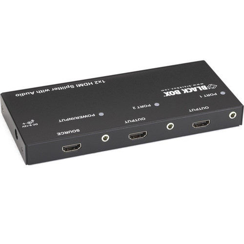 Black Box 1 x 2 HDMI Splitter with Audio - Audio Line In - Audio Line Out - 1 x HDMI In - 2 x HDMI Out AVSP-HDMI1X2