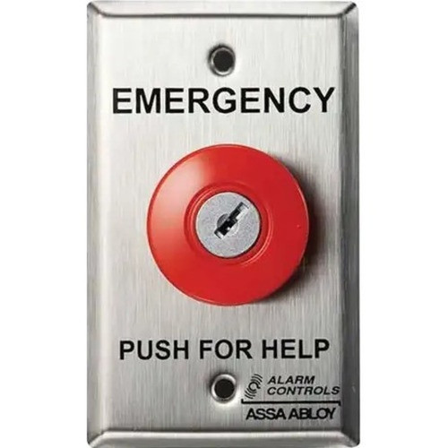 Alarm Controls Push Button - Single Gang - Red - Stainless Steel KR-5