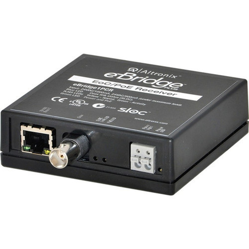 Altronix IP and PoE over Coax Receiver - Network RJ-45 - 1x PoE RJ-45 Ports - 10100Base-TX - 1500 ft - Desktop EBRIDGE1PCR
